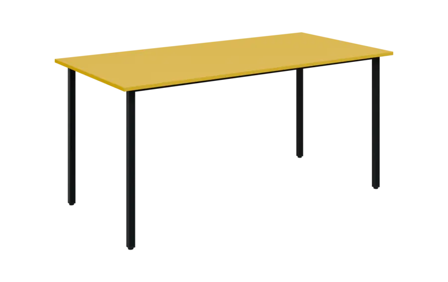 JSB 160N Jídelní stůl 1600 x 800 mm, deska žlutá odio / podnož černá